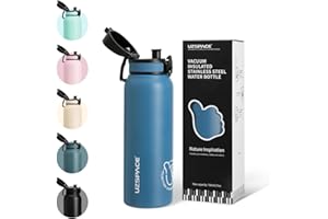 UZSPACE Thermosflasche Kinder 700ml, Isolierte Edelstahl Trinkflasche mit 1-Klick-Öffnung, 100% Auslaufsicher, Sport Wasserflasche für Schule Fitness Gym Outdoor, Ozeanblau