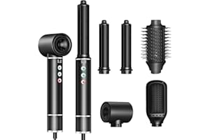 Atopskins Hair Styler 5 in 1, Asciugacapelli 110000 RPM, Asciugacapelli Styler con Airstyler, Arricciacapelli ad aria, Spazzola Lisciante, Air styler per Capelli Ricci, Volumizzante, Lisciante