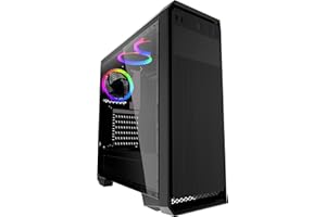 IONZ KZ07 PC BLACK COMPUTER MID TOWER CASE ATX M/ATX GAMING USB 3 INCLUDES 3 X FRGB FAN