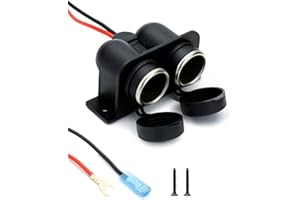 QWORK® Gniazdo zapalniczki samochodowej Wodoodporne gniazdo DC 12 V z kablem połączeniowym 60 cm i bezpiecznikiem do łodzi, samochodów, motocykli