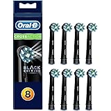 Oral-B CrossAction Black Toothbrush Heads Pack Of 8 Replacement Refills For Electric Rechargeable Toothbrush, Professionally 