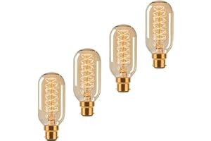 B4U 4 Pack B22 Bayonet Bulb, T45 Vintage Edison Light Bulbs, Bayonet Tube Bulbs 40W, Dimmable Spiral Decorative Light Bulbs, 230V