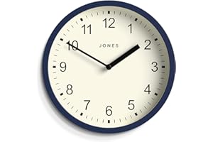 Jones Clocks® The Spin - mały zegar - okrągły zegar ścienny - zegar kuchenny - zegar biurowy - nowoczesny zegar ścienny - 20 cm zegar ścienny (niebieski indygo)