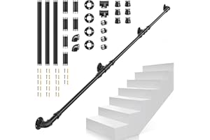 SenDeluz Stair Handrail, 3 M Handrails for Stairs Wall Mounted Handrail Non-Slip Galvanized Steel Industrial Pipe Railing Indoor & Outdoor Pipe Stair Railing, Diameter 2.5 cm