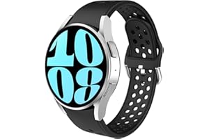 Astorgos No Gap Sport Bands Compatible with Samsung Galaxy Watch 7 FE 6 5 4 Band 40mm 44mm/6 Classic 43mm 47mm/5 Pro 45mm/4 Classic 42mm 46mm, Soft Silicone Breathable Band Women Men, Coal Black
