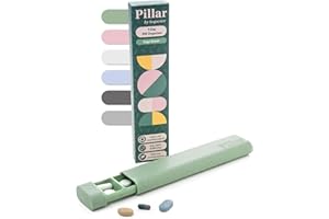 SEQUENCE Pillar 7 Day Pill Organiser | BPA-Free Wheat Straw Medicine Organiser | Weekly Tablet Container | Aesthetic Medication Organizer Pill Box | Cute Travel Vitamin Case (Sage Green)
