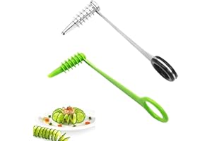TRACOMPAN 2Pcs Spiral Cutter Kit Stainless Steel Plastic Vegetables Spiralizers Manual Graters & Slicers with Ergonomic Handle for Potatoes Carrot Cucumber Portable Practical Kitchen Utensils Accessories