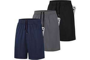 ZENGVEE 3 Pack Men's Sport Shorts Gym Athletic Shorts with Two Pockets Quick Dry for Jogger,Trainning,Workout
