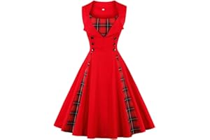 AXOE 1950s Dresses for Women with Polka Dot Print and Buttons Vintage Style