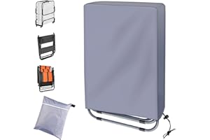FACHMACH Copertura per Sedie Pieghevoli da Giardino Copertura per Sedia a Sdraio Esterno Impermeabile Oxford Anti-UV Antivento Antipolvere Copri Sedie Pieghevoli da Giardino (Grigio)