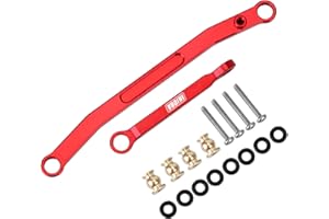 INJORA RC Steering Rod Tie Links High-Tightening Link para 1/24 RC Crawler Axial SCX24 AXI90081, Aluminio（Rojo）