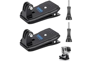 Fhioevt Supporto Fotocamera Zaino Clip per GoPro Clip di Montaggio per Zaino con Viti Supporto Clip Girevole a 360° Zaino Sgancio Rapido Clip per Hero DJI OSIMO Xiaomi YI e Maggior Parte Action Cam