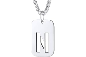 Bandmax A-Z Collana con Iniziale da Uomo Donna, Argento/Nero/Oro Collana Iniziale con Nome Acciaio, 55+5 cm Lunga Militare Collana Uomo Donna Gioielli di Moda, Natale Compleanno Regalo per Lei/Lui