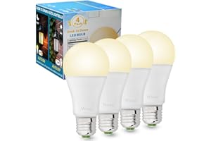 Wivety Lampadina LED E27 luce Calda con Sensore Crepuscolare, Bianca Calda 2700K 10W(70W Equivalent), 900 Lumen, Non-Dimmable, On/Off Automatica Lampadine LED per Portico, Garages, Giardino(4 Pezzi)