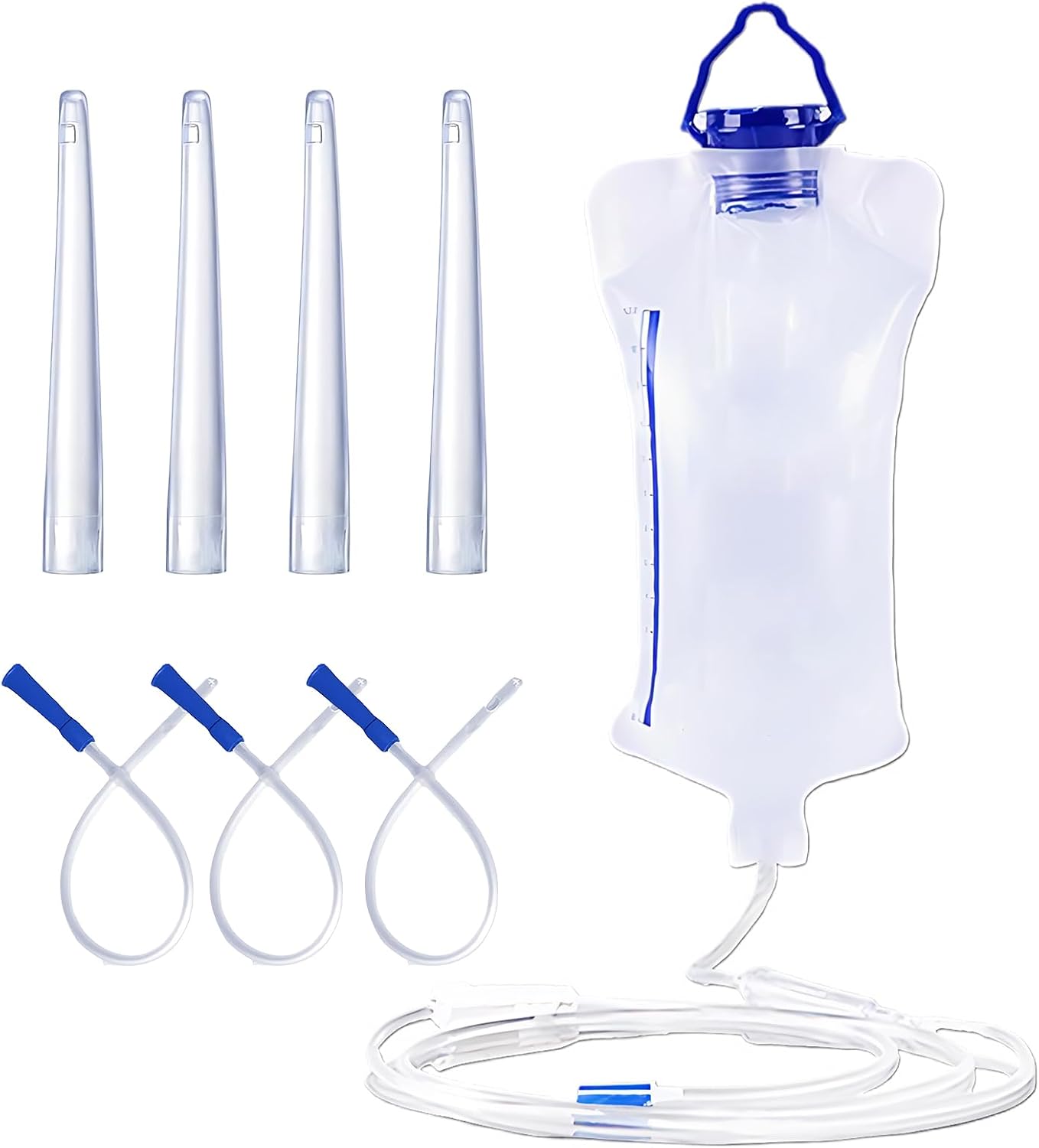Enema para Limpieza de Colon Kit de Bolsa de Enema Para el Hogar 1200ml Incluye 10 Tubos Rectales (10cm+26cm) para la Limpieza de Colon Con Café y Leche