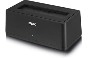 SSK Estación de Acoplamiento para Disco Duro Externo USB 3.0 a SATA para HDD SSD SATA de 2,5 y 3,5 Pulgadas, supervelocidad de hasta 5 Gbps, Compatible con UASP (soporta 20 TB)