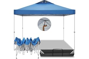 TOOLUCK Tonnelle Pliable 2,6 x 2,6 cm, 3 x 3 cm, étanche, Stable, avec Ventilation, Protection UV 50+, Pliable, Hauteur réglable, pour Plage, Jardin, Camping, Bleu