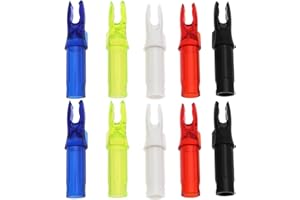 VGOL 50 Pezzi di Cocca per Frecce da Tiro con L'Arco per Cocca in Carbonio con Diametro Interno di 6,2 Mm 32 Mm X 6,2 Mm Nero/Bianco/Rosso Trasparente/Blu Trasparente/Giallo Trasparente