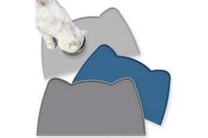 OHMO Alfombras para Comederos Perros y Gatos, Impermeable,(Gris Oscuro, 46x25cm), Alfombrilla Silicona de Mascota