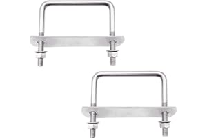 HOLAHOLA 2 Pezzi Bulloni M10 Bulloni a U 100 x 100 mm Bullone a U Quadrati Bulloni U con Dado Flangiato e Piastra Acciaio Inox 304 Per Tubo Dell'Acqua Fisso