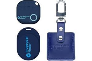musegear Essentials: Schlüsselfinder mit Bluetooth App aus Deutschland I Special Bundle: Finder 2 dunkelblau, Finder Mini dunkelblau, Finder 2 in Ledertasche Navy Blue I Maximaler Datenschutz