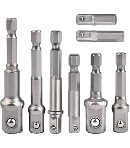 Fongmore 8-teiliges Stecknuss-Adapter-Set Für Akku-Bohrer - 1/4", 3/8", 1/2" Inkl. Sechskantschaft & Raketgriff