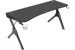 MARSGAMING Mars Gaming MGD140, Mesa Gaming Ergonómica, Alfombrilla Total, Soporte Cascos + Botella, 140x60cm, Negro