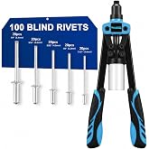 Meiwaltee 13" Professional Manual Riveter 5 in 1 with 100 Rivets, Rivet Gun with 5 Interchangeable Nozzles 6.4-2.4 MM Suitabl