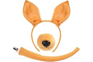 XEPST Animale Canguro Costume Set, Canguro Orecchie e Coda Set con Fascia e Coda per Animale Costume Cosplay di Compleanno Halloween Fancy Dress Rifornimenti del Partito