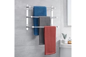 Lolypot Barra portasciugamani Multilayer, 304 in acciaio inox, da parete, per asciugamani da bagno, 3 aste, per bagno e cucina (Cromo, 60cm)