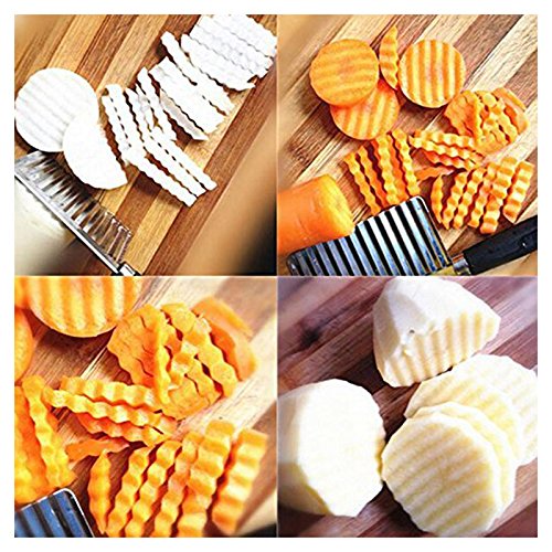 Chips Cutter – TOOGOO(R) Edelstahl Pommes Messer Chips Cutter Wellen-Schneider - 3