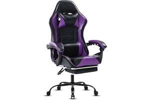 Fruyyzl Sillas Gaming con Reposapies, Silla Gamer Adulto con Respaldo Lumbar, Silla Escritorio Gaming Ajustable en Altura, Silla Ordenador en Piel Sintética (Gama Media, Púrpura)
