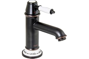 PaulGurkes schwarze Retro Waschtischarmatur Einhandmischer Bordüre Wasserhahn Waschtischbatterie Nostalgie Mischbatterie Vintage Landhausstil Keramikeinlage Messing mit hochwertiger Farboberfläche