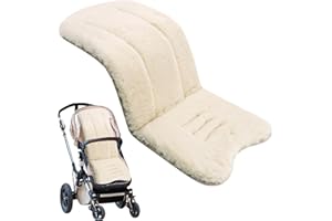 Obelunrp Sheepskin Pram Liner, 30x15inch Universal Thick Pram Liner, Soft Faux Sheepskin Pushchair Liner, Breathable Baby Stroller Seat Pad Liners for Baby Seat (Beige)