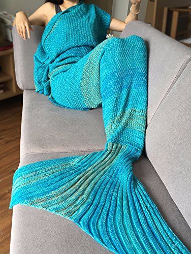 iiniim Meerjungfrau Schwanz Gestrickte Decke Schlafsack Blanket Decke für Mädchen Damen - 2