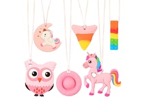 NHCUIJUN Autism Chew Toys，6PCS Chew Toys for Autistic Children，Chewy Necklace Value Pack,Teether Toys for Children with Autism, ADHD,Safe, Durable, & Easy to Clean, Chew Necklaces for Sensory Kids（red）
