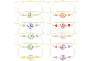 JIYIN Lot de 10 bracelets d'amitié tressés - Bracelets d'amitié réglables - Fleurs colorées - Cadeau d'anniversaire pour fille