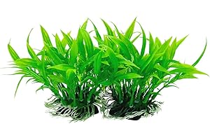 Smoothedo-Pets Plantas de acuario, decoración de pecera, tamaño pequeño/juego de 2 piezas de plantas artificiales de plástico, peces dorados, paisaje acuático, escondite de peces para pecera