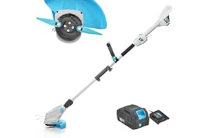 swift Coupe-Bordures sans Fil 40V 9000RPM 25cm Largeur de Coupe, Débroussailleuses avec poignée réglable et 6pcs Rechange Lames, incluant 1pc 2,0Ah Batterie et Chargeur
