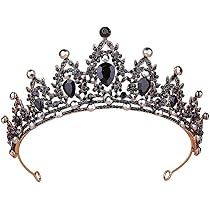 Kongque Baroque Crown Retro Gothic Rhinestone Princess Crown Black
