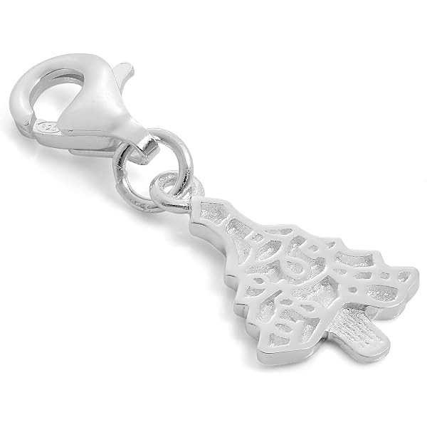 Charm Crosse De Hockey Argent 925/1000 Avec Attache Mousqueton