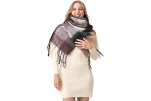 HOTIAN Damen Schal Winter Warm Schal Bunte Thick Wrap Schals Oversized Kariert Herbstschal Weicher Warmer Deckenschal