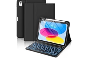 Vobafe Keyboard Case for iPad A16 11th Generation 2025/10th Generation 2022(11/10.9 inch), 7 Colors Backlit Detachable Folio Keyboard Cover with Pencil Holder for iPad 11/10 Gen, UK Layout, Black