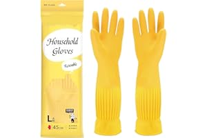 YONG-SHENG Cleaning Glove, Kitchen Dishwashing Glove, Heavy Duty Rubber Gloves, Waterproof Gloves, Non-slip and Corrosion-Resistant, Suitable for Housework Cleaning (Yellow, M)