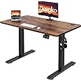 Devoko Electric Standing Desk 100x60cm Sit Stand Table Height Adjustable Desk with Backpack Hook and Memory Smart Pannel, Home Office Desk with Splice Board, Rustic Brown