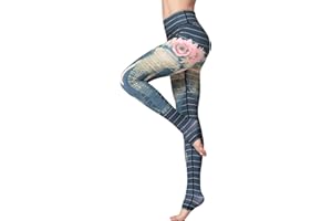 FLYILY Donna Leggings Sportivi Elastico Stampa Floreale Pantalone da corsa da donna Leggings a vita alta Pantaloni da yoga lunghi elasticizzati