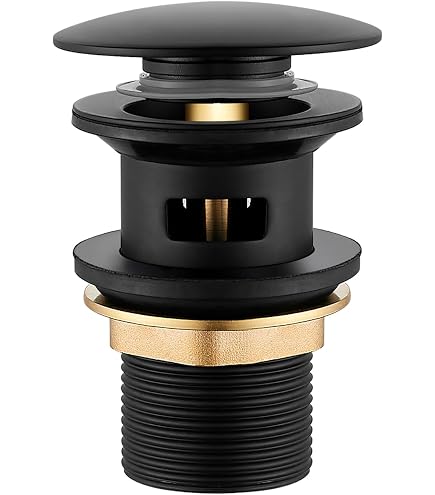 Bonde De Lavabo Avec Trop-plein Noir - Mécanisme Click-clack, Filetage G 1¼, Installation Facile Sans Outil - 12