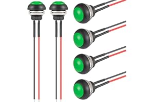 VEXUNGA 12MM Interruttore a Pulsante Interruttori ON OFF Pulsante Momentaneo Impermeabile Rotondo Auto Pulsanti 3A/250VAC Verde Switch Con Linea (6 Pezzi)