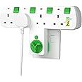 Plug Extension, Multi Plug extension sockets plug, Wall plug adapter, UK Plug Switched Socket 4 Way,Turn 1 into 4, Cable Free With 180 Degree Rating 3 pin,Surge Protection Power Extension Adapter