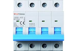 IXTRIMA Interruptor magnetotérmico automático 4P 63A 380V 6kA MCB C63 ocupa 4 módulos DIN